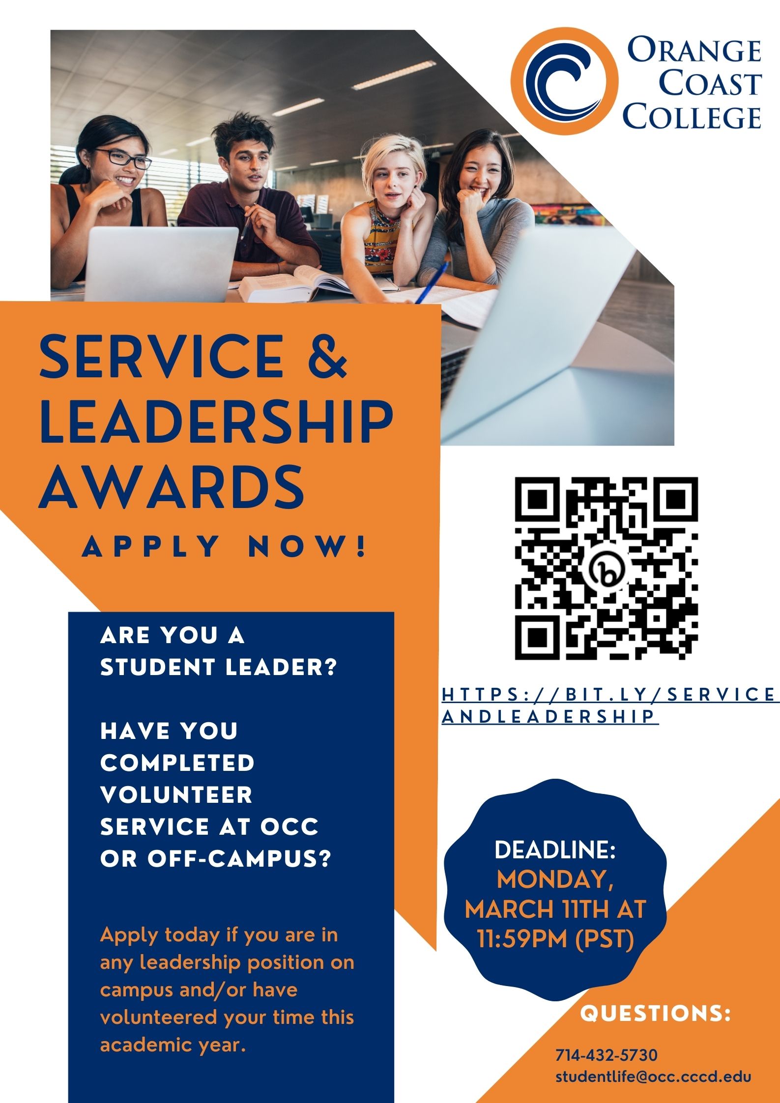 Flier advertising the service and leadership applications.