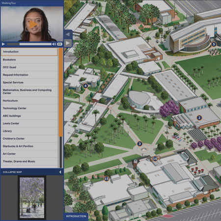 front page of the campus tour application