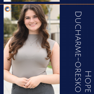 Hope Oresko standing in the campus quad at OCC