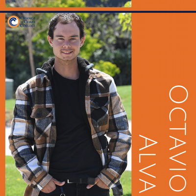 Octavio Alva standing in the campus quad at OCC