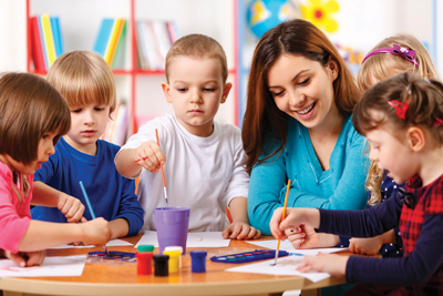 children learning with teacher