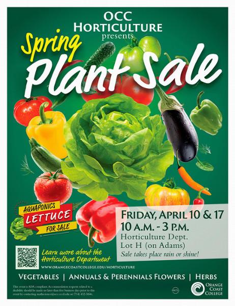 2026 Spring Plant sale flyer with variety of vegetables in background.