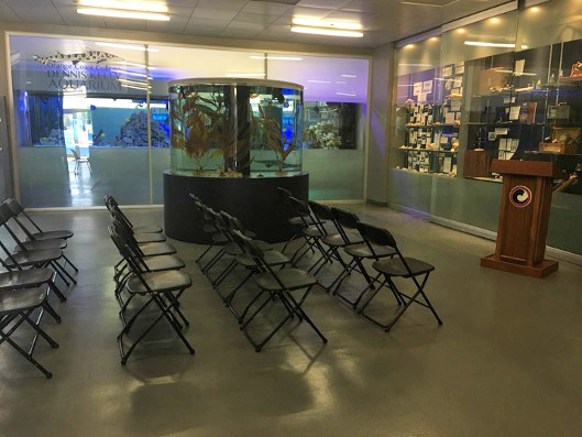 Lewis center lobby Dennis Kelly Aquarium Dedication, 2016