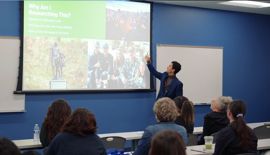 student giving an oral presentation