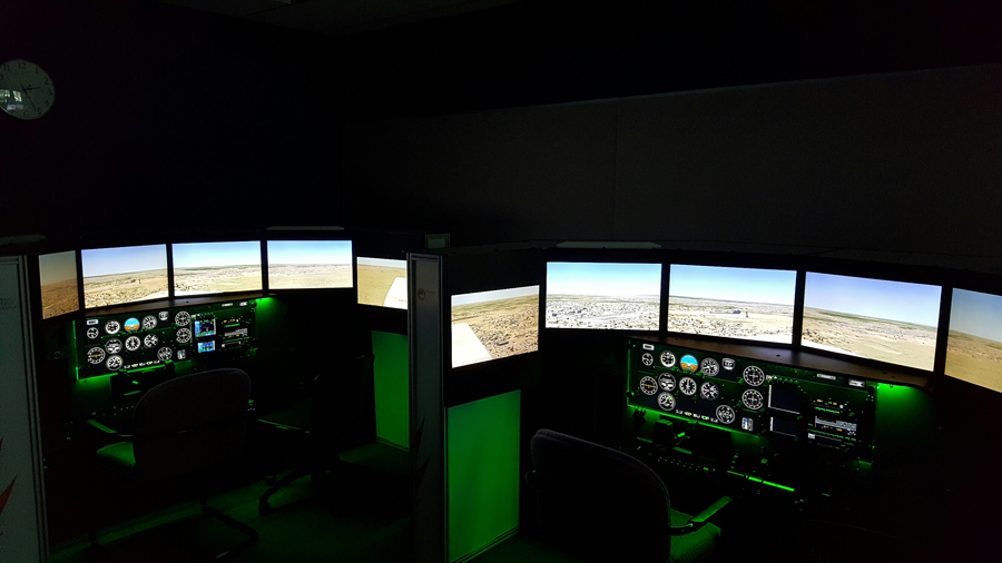 2 flight simulators in the dark