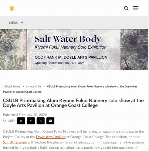 CSULB mention of show by Kiyomi Fukui Nannery