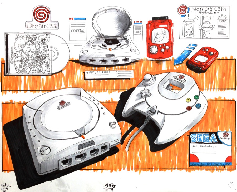 Illustration of dreamcast game console