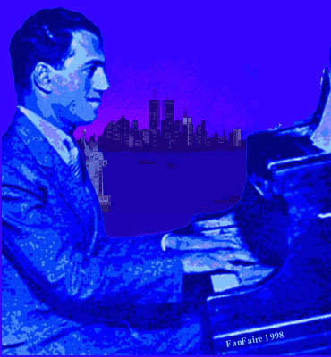 George Gershwin in bluish hue