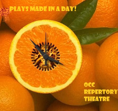 An orange with a clockface on it. Text: Plays Made in a Day!