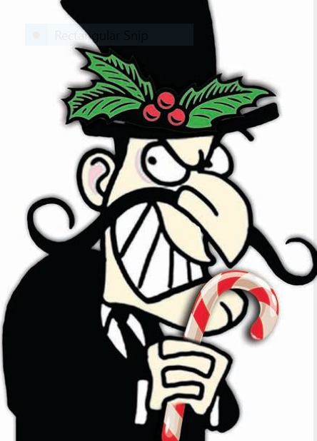 Evil Villain in a top hat holding a candy cane