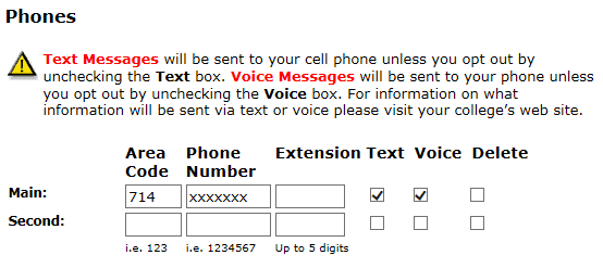 Example of how to update contact phone section on portal