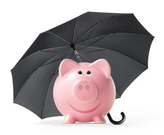 piggy bank with an umbrella