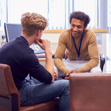 A student and counseling talking