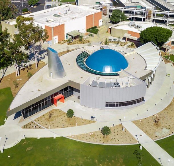 Aerial view of the planetarium exterior