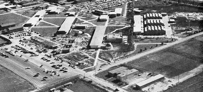 Aerial view of OCC campus circa 1960