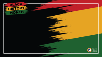 Red, yellow, green, and black background with text - Black History Month