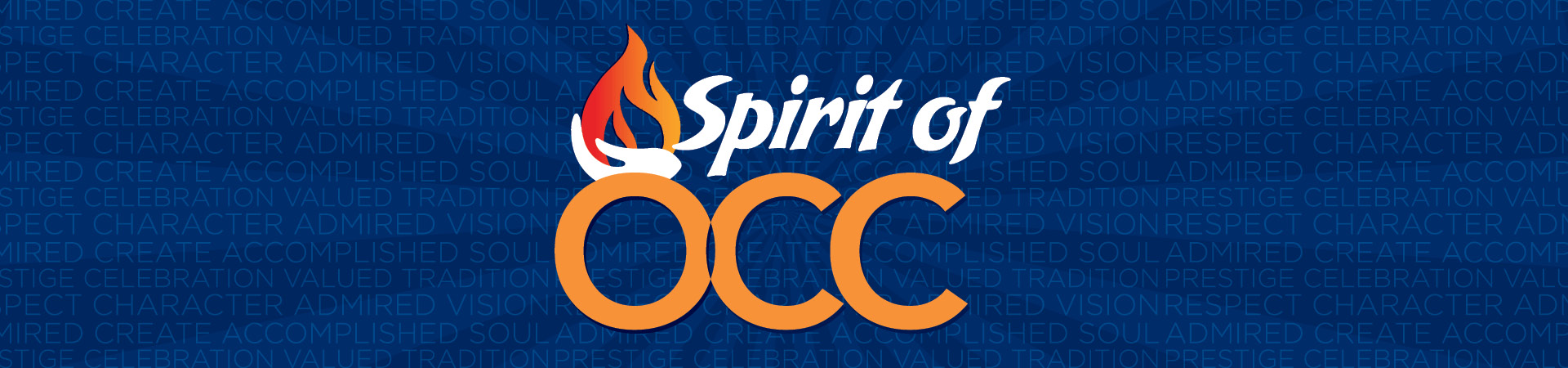 A hand holding a flame. Text: Spirit of OCC