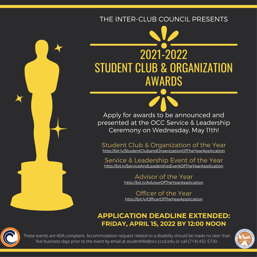 Student Club and Organization Awards Spring 2021 Flier