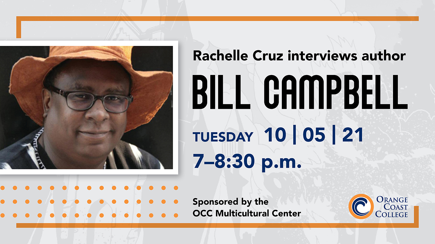photo of bill campbell wearing a floppy hat with event date and title