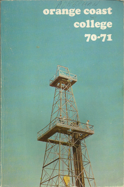 Single oil drilling rig. Text: Orange Coast College 70-71