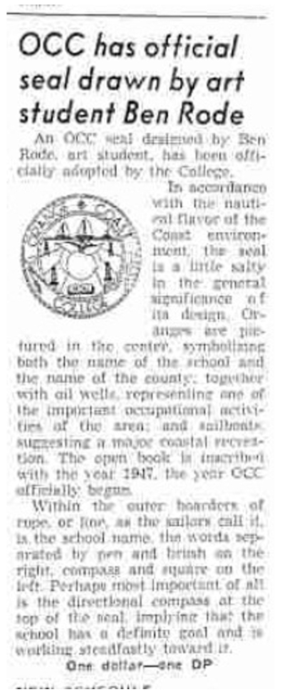 April 3, 1951 article from the Barnacle on OCC Seal