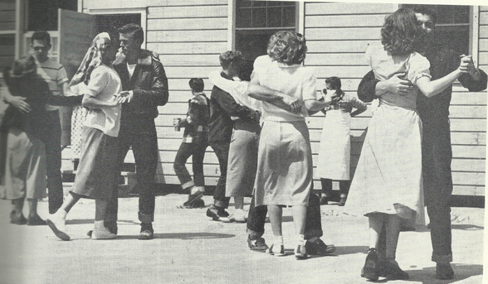 Group of students at school dance from 1949.