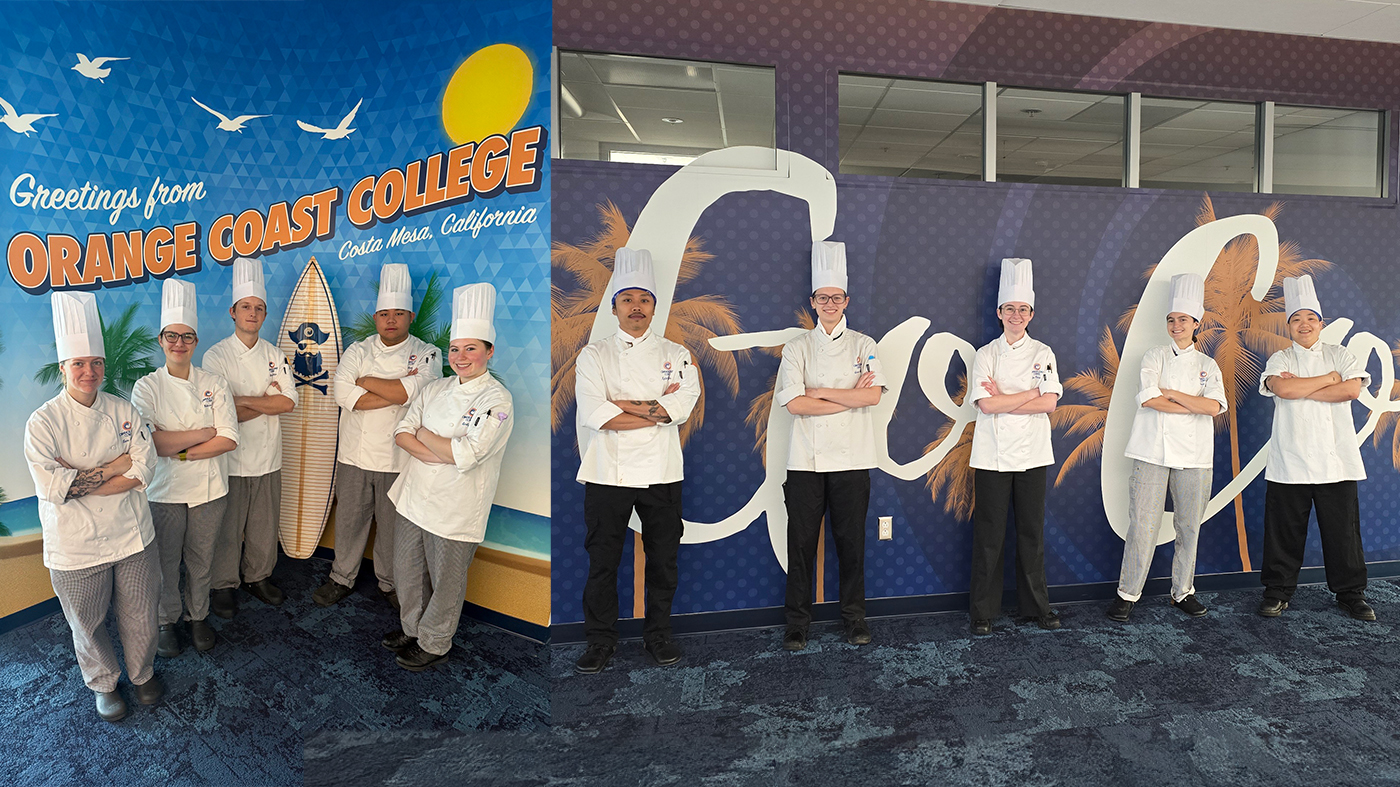 Image collage of Culinary Team A and B standing together