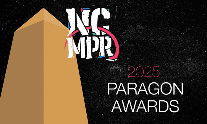 Night sky background with silhouette of the award. Text: NCMPR 2025 Paragons Awards.