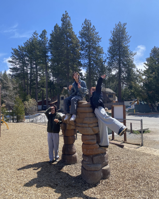 Three IEC students posing for pictures in Big Bear