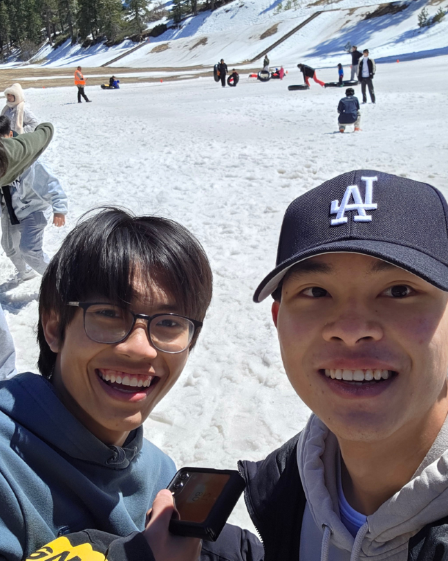 two happy IEC students taking a selfie in Big Bear