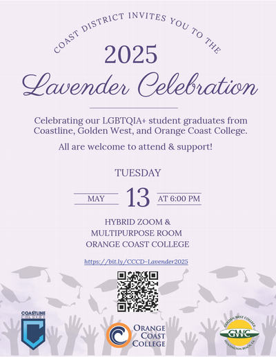 Flyer advertising coast colleges lavender celebration