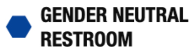 blue hexagon represents gender neutral restroom 