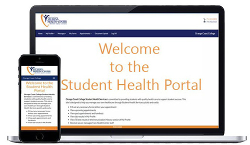 Student Health Portal preview of website on laptop and mobile device