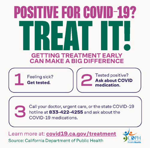 If you test positive for COVID-19, get treatment call 833-422-4255