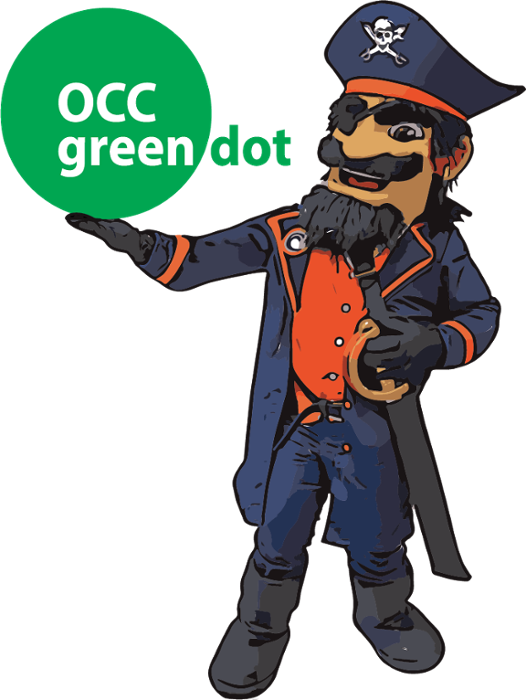 Pete the Pirate holding a green dot